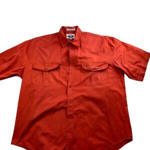 Dockers Mens Shirt L Short Sleeve Red Button-Up 100% Cotton